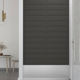 Wandpanelen 12 st 1,08 m&sup2; 60x15 cm stof donkergrijs 4
