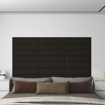Wandpanelen 12 st 1,08 m&sup2; 60x15 cm stof zwart 1