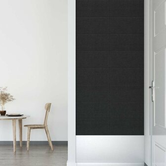 Wandpanelen 12 st 2,16 m&sup2; 60x30 cm stof zwart 4