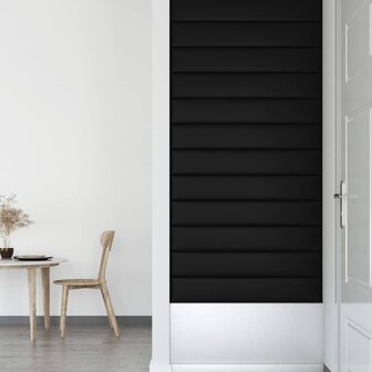 Wandpanelen 12 st 1,62 m&sup2; 90x15 cm kunstleer zwart 4