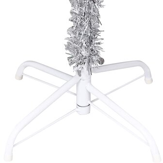 Kunstkerstboom met verlichting en kerstballen 120 cm PET zilver 2