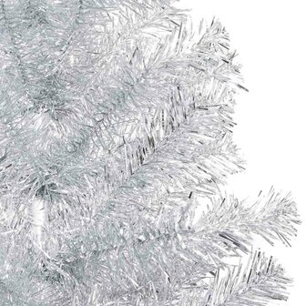 Kunstkerstboom met verlichting en kerstballen 120 cm PET zilver 3