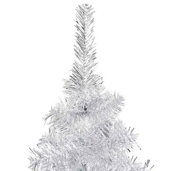 Kunstkerstboom met verlichting en kerstballen 120 cm PET zilver 4