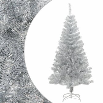 Kunstkerstboom met standaard 120 cm PET zilverkleurig 1
