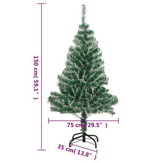 Kunstkerstboom met sneeuw 150 cm groen 7