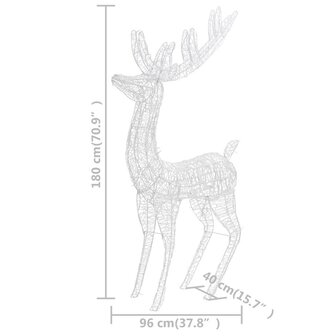 Kerstdecoratie rendier 250 LED&amp;apos;s koudwit 180 cm acryl 8