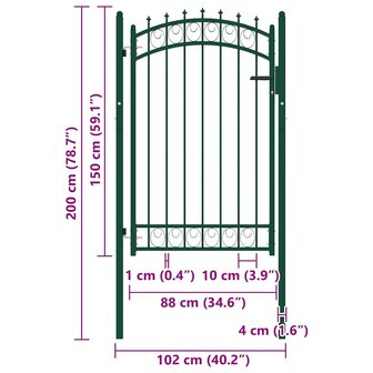 Poort met speerpunten 100x150 cm staal groen 5