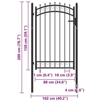 Poort met speerpunten 100x150 cm staal zwart 5