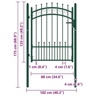 Poort met speerpunten 100x125 cm staal groen 5