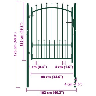 Poort met speerpunten 100x125 cm staal groen 5