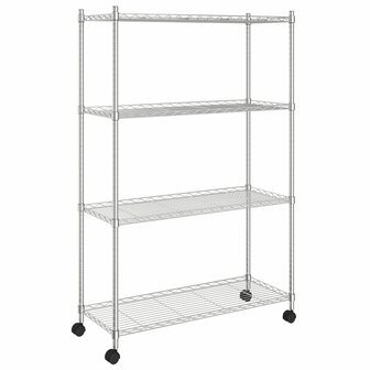 Opbergrek 4-laags met wielen 200 kg 90x35x142 cm chroomkleurig 2