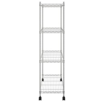 Opbergrek 4-laags met wielen 200 kg 90x35x142 cm chroomkleurig 4
