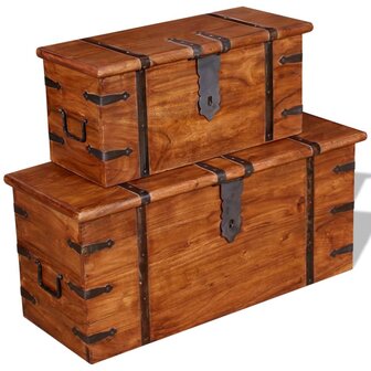 2-delige Opbergkistenset massief hout 9
