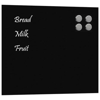 Magneetbord voor aan de wand 60x50 cm gehard glas zwart 2