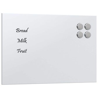 Magneetbord voor aan de wand 40x30 cm gehard glas wit 2