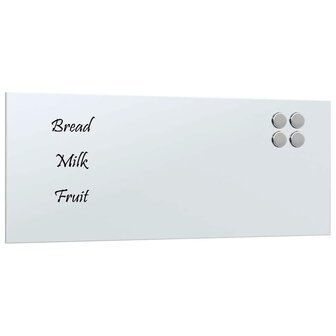 Magneetbord voor aan de wand 50x20 cm gehard glas wit 2