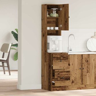 Keukenkast met lade met plank met opslag Oud hout Bewerkt hout 4