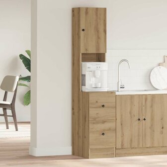 Keukenkast met lade artisanaal eikenkleurig Bewerkt hout 1