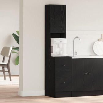 Keukenkast met lade met plank Zwart eiken Bewerkt hout 1