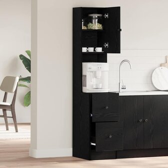 Keukenkast met lade met plank Zwart eiken Bewerkt hout 4