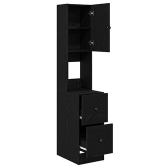 Keukenkast met lade met plank Zwart eiken Bewerkt hout 5