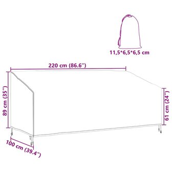 Tuinbankhoes Zwart 220 x 100 x 89 cm 210D oxford stof 8