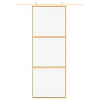 Schuifdeur 76x205 cm helder ESG-glas en aluminium goudkleurig 3