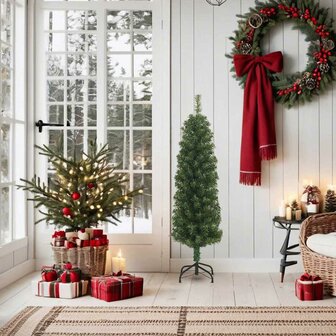 Kunstkerstboom met standaard smal 150 cm PVC groen 2