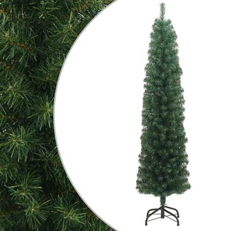 Kunstkerstboom met standaard smal 180 cm PVC groen 1