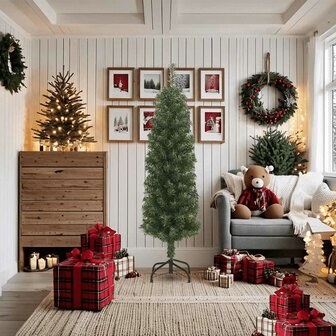 Kunstkerstboom met standaard smal 180 cm PVC groen 2
