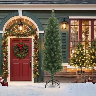 Kunstkerstboom met standaard smal 210 cm PVC groen 2