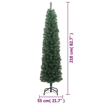 Kunstkerstboom met standaard smal 210 cm PVC groen 7