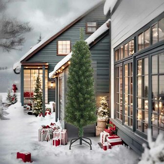 Kunstkerstboom met standaard smal 240 cm PVC groen 2