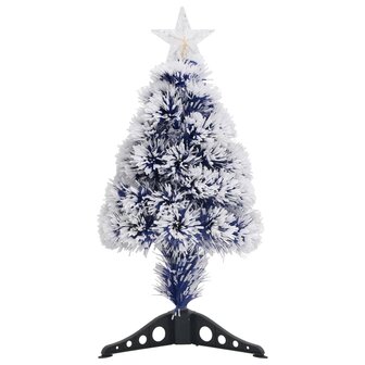 Kunstkerstboom met verlichting 64 cm glasvezel wit en blauw 2