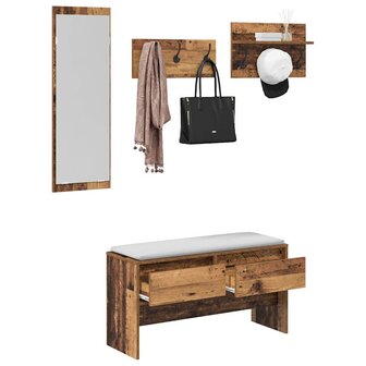 Halmeubelset met lade Oud hout 90 x 31 x 46,5 cm Bewerkt hout 3