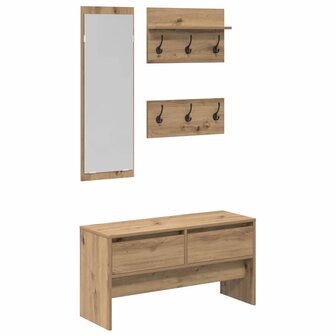 Halmeubelset 4 pcs Zwart eiken 90 x 31 x 46.5 cm Bewerkt hout 2