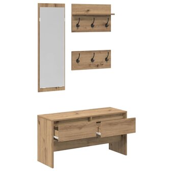 Halmeubelset 4 pcs Zwart eiken 90 x 31 x 46.5 cm Bewerkt hout 5