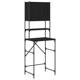 Wasmachinekast Zwart eiken 68 x 48,5 x 194 cm 2