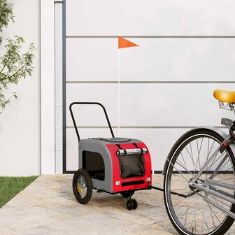 Fietskar voor huisdieren Rood en grijs 124.5 x 63.5 x 53 cm 1