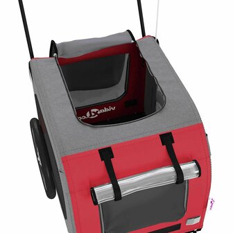 Fietskar voor huisdieren Rood en grijs 124.5 x 63.5 x 53 cm 6