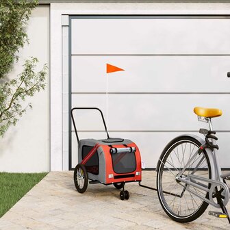 Fietskar voor huisdieren, oranje en grijs Oxford-stof en ijzer 1