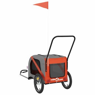 Fietskar voor huisdieren, oranje en grijs Oxford-stof en ijzer 8