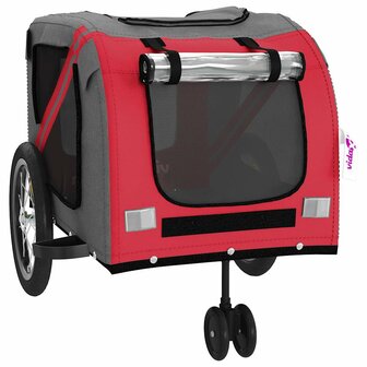 Fietskar voor huisdieren, rood en grijs Oxford-stof en ijzer 5