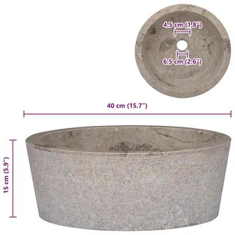 Gootsteen &Oslash;40x15 cm marmer grijs 6