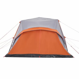 Tent met luifel 9-persoons snelontgrendeling grijs en oranje 8