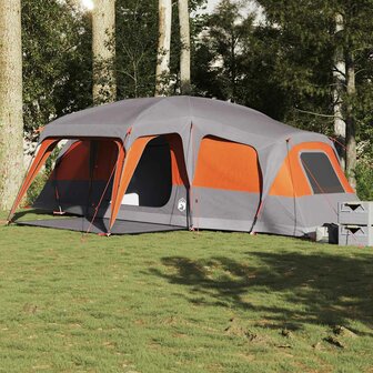 Familietent met verandakoepel 9persoons waterdicht grijs oranje 1