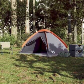 Koepeltent 2-persoons waterdicht grijs en oranje 4