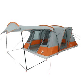 Tunneltent 5-persoons waterdicht grijs en oranje 3