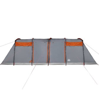 Tunneltent 10-persoons waterdicht grijs en oranje 9