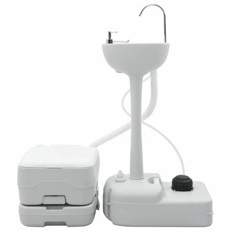 Camping Toilet 2 pcs Grijs en Wit 50.5 x 33 x 103 cm 3